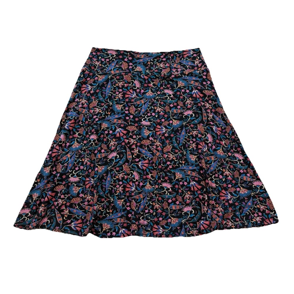 Salaam Pull On Skirt Womens Size Medium Black Floral Y2K Whimsigoth Rayon Boho